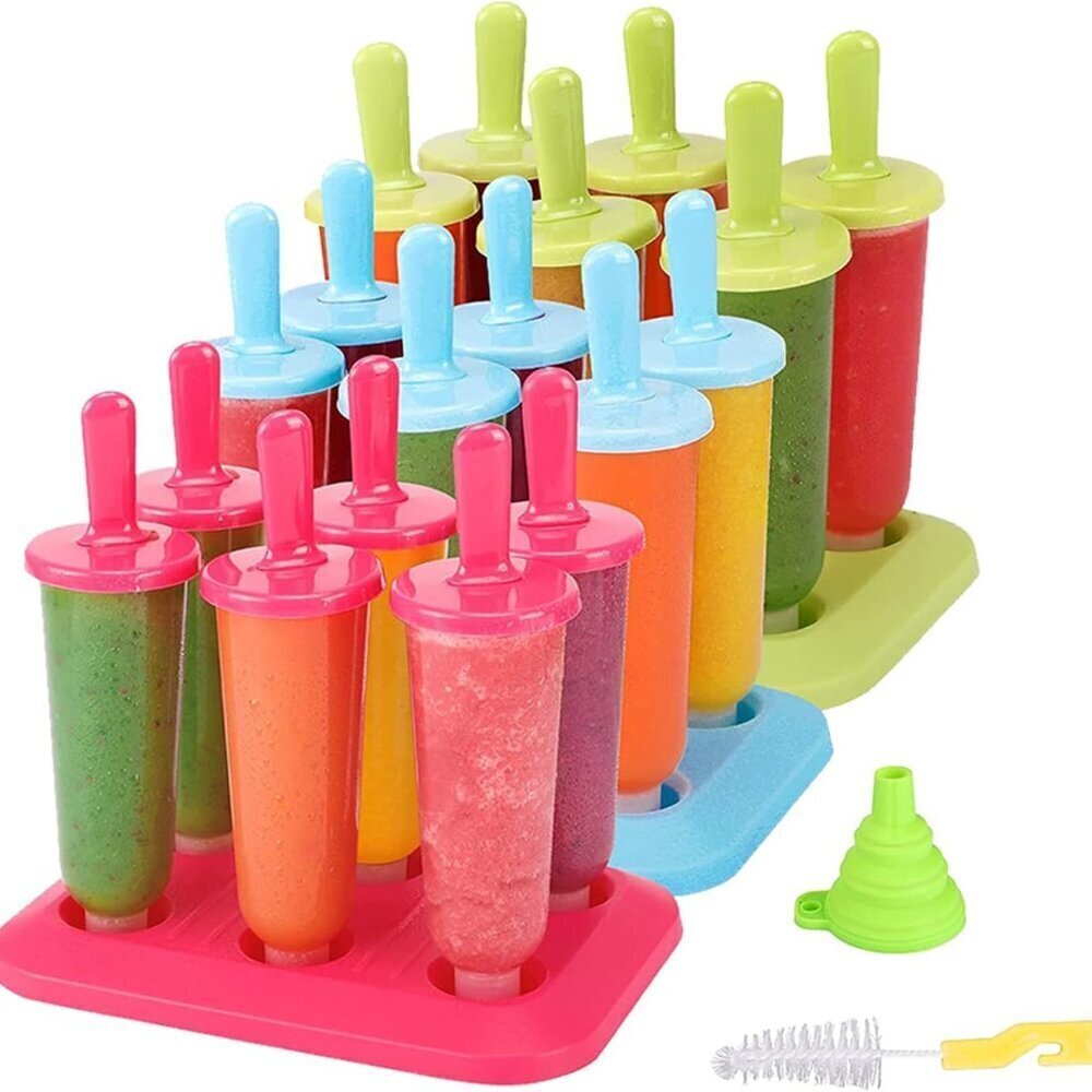 Popsicle Molds 3 Sets Ice Pop Molds Ice Pop Maker with Funnel and Brush, 3